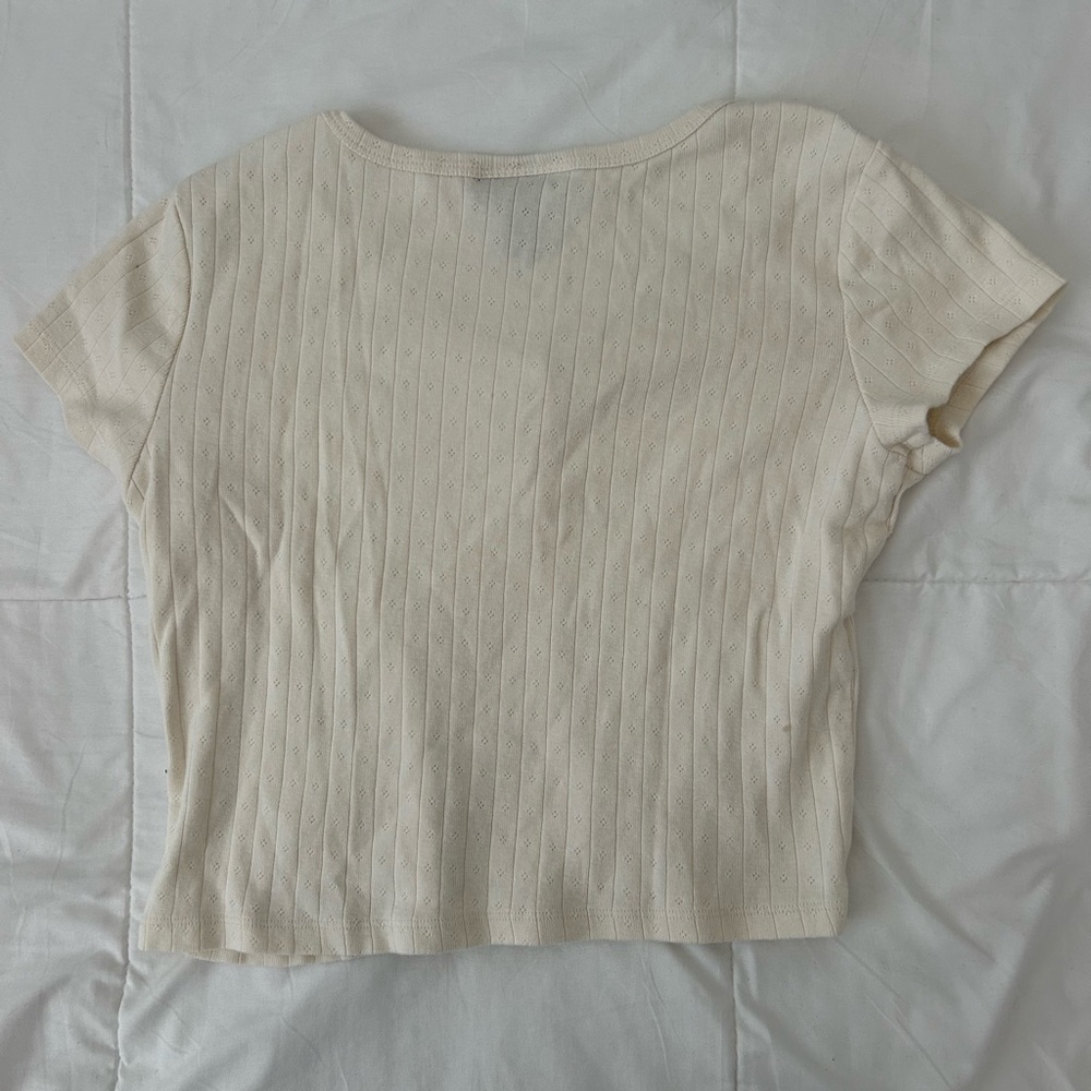 Cream and Navy Ribbed Button-Up Tops - Picture 5 of 8